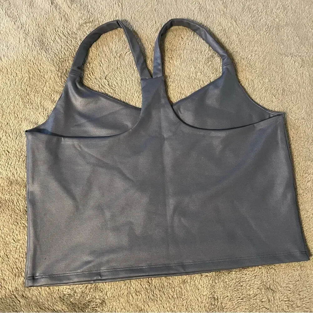 Abercrombie & Fitch Metallic Crop Top and Bike Shorts Set Athleisure Size Medium - Picture 9 of 9